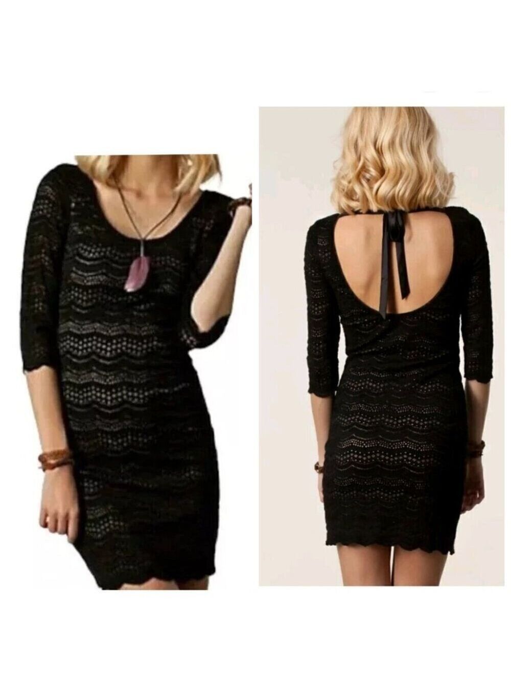 DENIM & SUPPLY Ralph Lauren|  Black Lace Open Back Dress Size SMALL